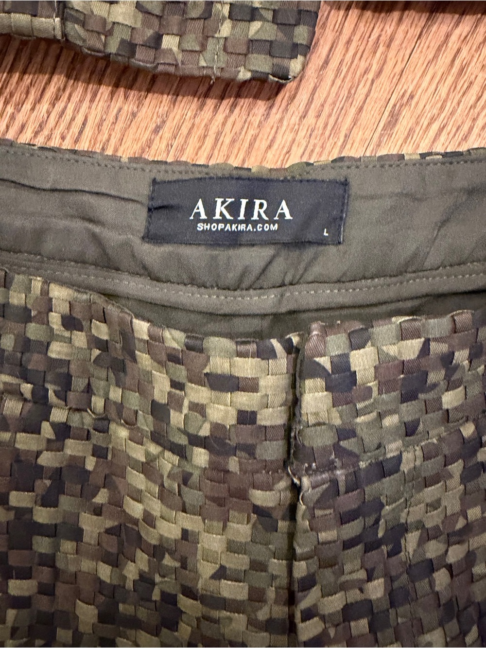 AKIRA High-Waist Olive Green Textured Shorts down under set - Picture 7 of 9